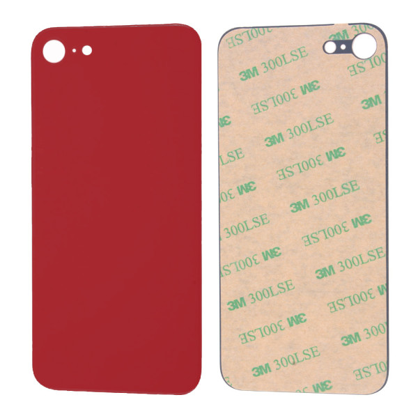 Rote Glasabdeckung für Rückseite mit 3M Klebestreifen, passend für iPhone 8