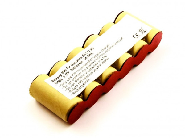 Batterij voor Gardena Accu 90, als Gardena 8804, 8804-20, 2000 mAh, 7,2 V