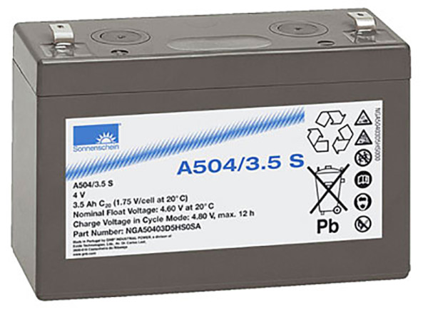 Blei-Batterij Sonnenschein Dryfit A504/3.5S, 4,8 mm Faston Anschluss, 4 Volt, 3,5 Ah