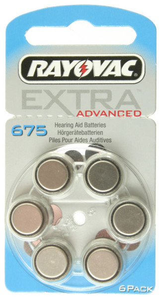 Hörgerät-Batterie R675AE Rayovac EXTRA ADVANCED, 6 Stück, als 675, R675, R675AE, PR44, 665HPX