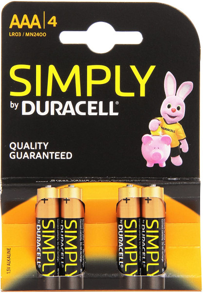 Duracell Batterie Simply Micro AAA, 4er Blister, als LR03, AAA, Micro, LR03EE, AM4, Size S, 4003