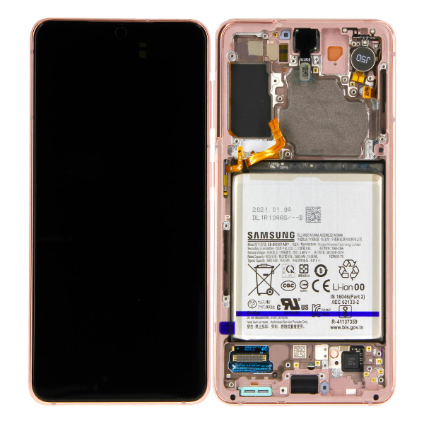 LCD Display inkl. Akku für Samsung Galaxy S21 G991B/DS, Phantom Pink