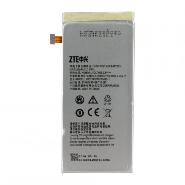 Batterij Original ZTE LI3832T43P6HC154, voor ZTE Lever Z936L, 3200 mAh, 3.8V