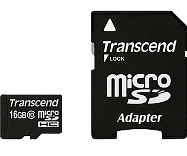 Speicherkarte micro-SD HC Card (Trans Flash), 16GB, Class 10, inkl. Adapter auf SD-Card