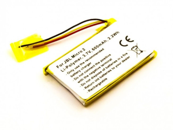 Batterij voor JBL Micro 2, Clip, Clip +, als FT403048P, 600 mAh, 3,7 V