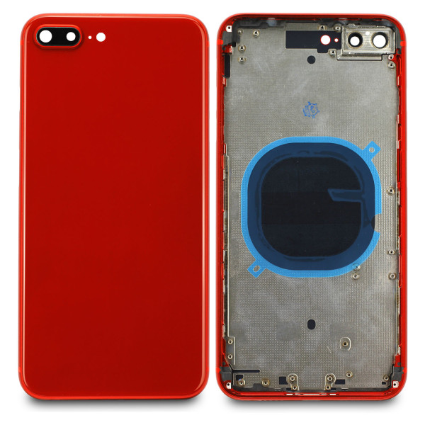 Rotes Cover (ohne Logo) für Rückseite, inkl. Tastenset und SIM-Halter, passend für iPhone 8 Plus