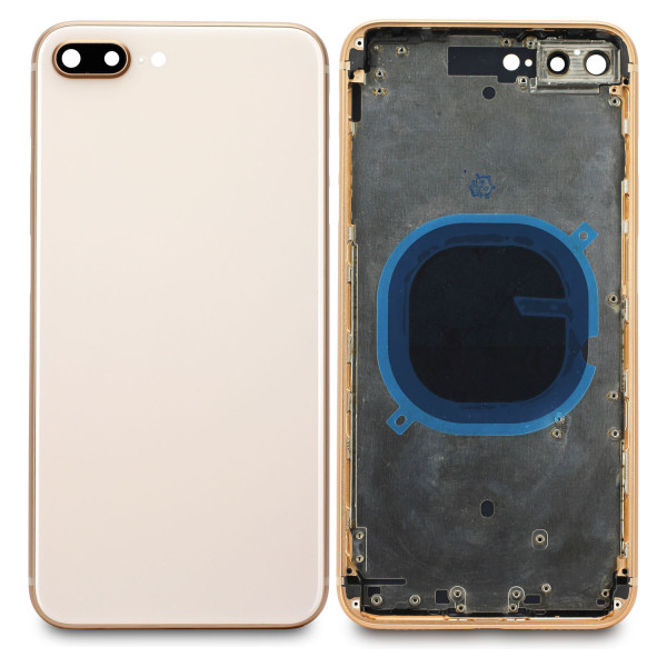 Goldenes Cover (ohne Logo) für Rückseite, inkl. Tastenset und SIM-Halter, passend für iPhone 8 Plus
