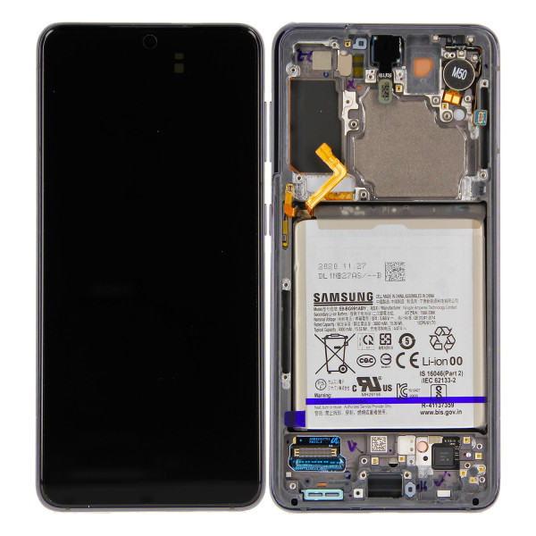 LCD Display inkl. Batterij voor Samsung Galaxy S21 G991B/DS, Phantom Grey