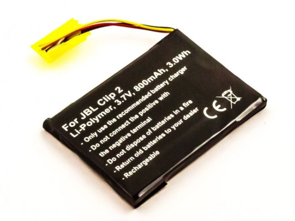 Batterij voor JBL Clip 2, P04405201, als GSP383555, 800 mAh, 3,7 V