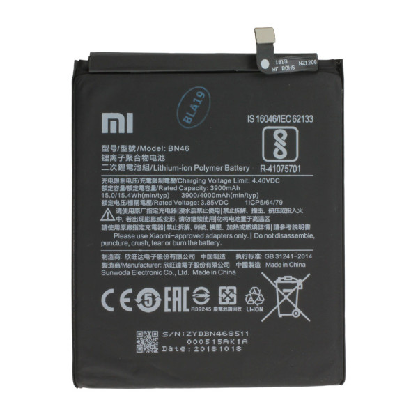 Batterij Original Xiaomi voor Redmi 7, Redmi Note 6, 8, Typ BN46, 4,4V, 4000 mAh, Li-Polymer