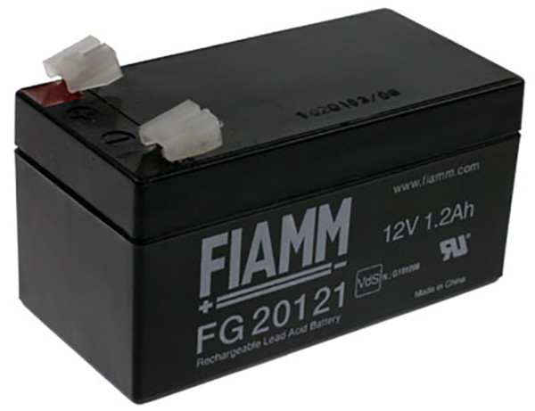 Blei-Akku Fiamm FG20121, mit VDS-Zulassung, 4,8 mm Faston Anschluss, 12 Volt, 1,2 Ah