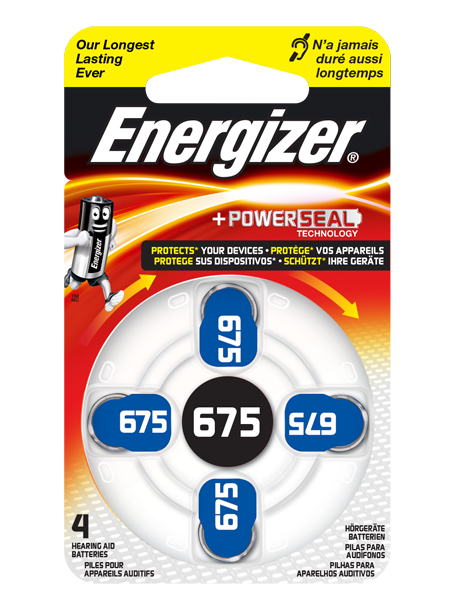 Hörgerätebatterien Energizer AC675, 4 Stück, 1.4V, wie 675, R675, R675AE, PR44, 665HPX, 675HPX