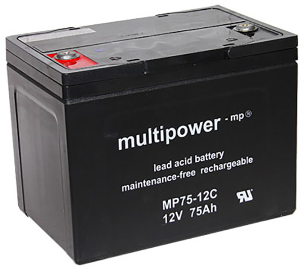 Blei-Batterij Multipower MP75-12C, M6 Schraubanschluss, 12 Volt, 75 Ah