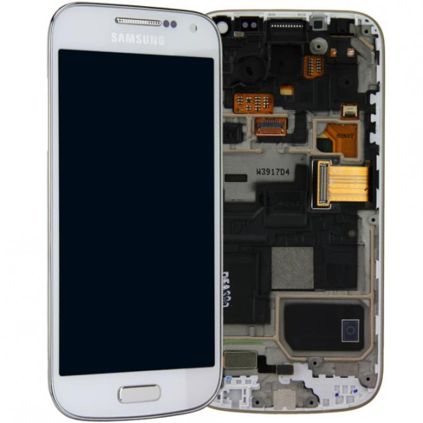 Komplett LCD+ Frontcover inkl. Displayrahmen voor Samsung Galaxy S4 Mini GT-i9195, frost weiß